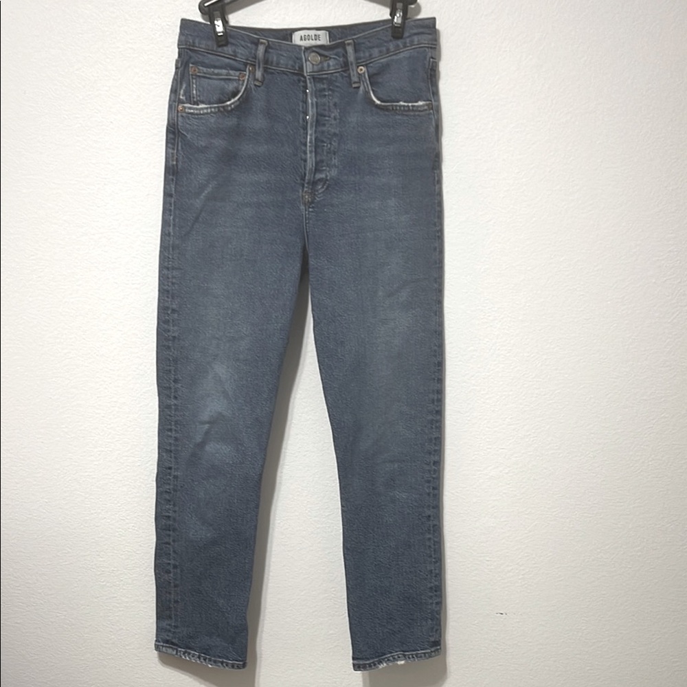 Agolde Blue Straight Leg Jeans Button Up Size 26 EUC